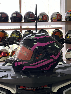 Шлем интеграл HETOSHI цв. Черный с розовыми вставками р.XL