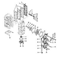 Впускной коллектор и резонатор 2-Х ТАКТНОГО ПЛМ MERCURY 90 Серийный номер от 0C222000 до 0D283221