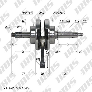 Вал коленчатый в сборе 4Т 139FMB,147FMH (h41,4) p13mm; DELTA, ALPHA, ATV50 