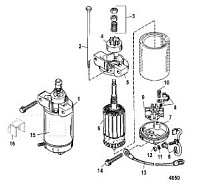 Стартер 2-Х ТАКТНОГО ПЛМ MERCURY 55 Серийный номер от 0T980000 и выше