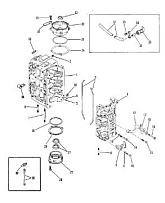 Блок цилиндров 2-х тактного ПЛМ MERCURY 50EO Серийный номер от 0A721308 и выше