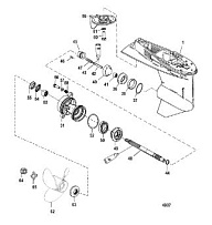 Корпус коробки передач, карданный вал - 1.64:1 передаточное число 2-Х ТАКТНОГО ПЛМ MERCURY 60 Серийный номер от 0G590000 до 0G760299